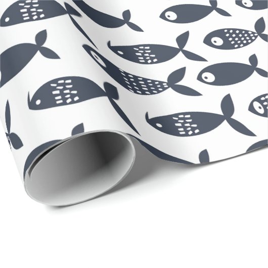 Navy Zee Fish Ocean Beach huis Scandinavisch Cadeaupapier (Rol Hoek)