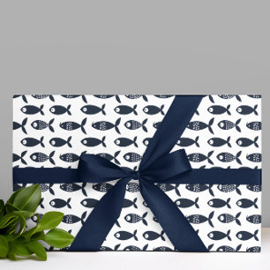 Navy Zee Fish Ocean Beach huis Scandinavisch Cadeaupapier