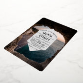 Navy Zeegezicht Strand Zomer Bruiloft Folie Uitnodiging (Gedraaid)