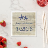 Navy zeesterren rustieke Driftwood strand bruiloft Servetten (Insitu)