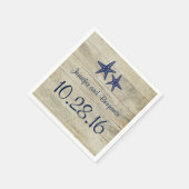 Navy zeesterren rustieke Driftwood strand bruiloft Servetten (Hoek)