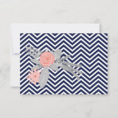 Navy Zig Zag Typography Wedding RSVP (Achterkant)