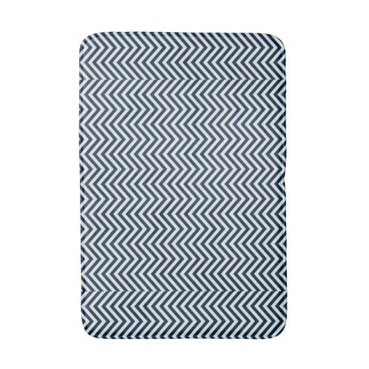 Navy Zig Zag Wave Pattern Badmat (Voorkant Verticaal)