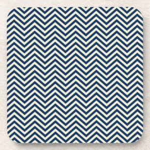 Navy Zig Zag Wave Pattern Bier Onderzetter