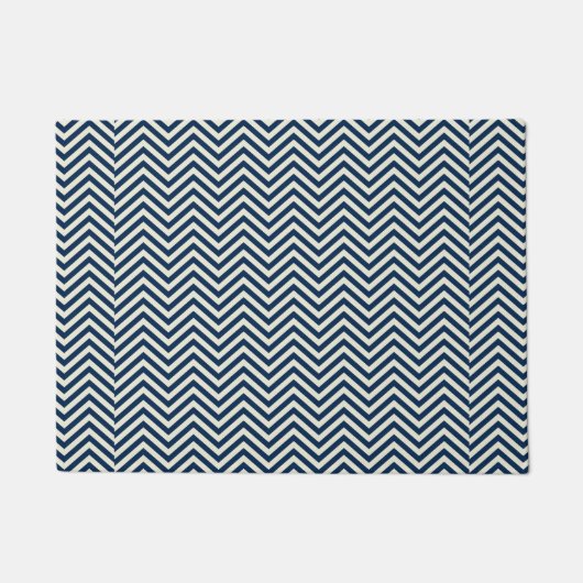 Navy Zig Zag Wave Pattern Deurmat (Voorkant)