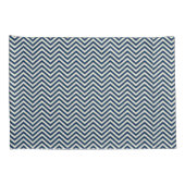 Navy Zig Zag Wave Pattern Kussensloop (Achterkant-Rechts)