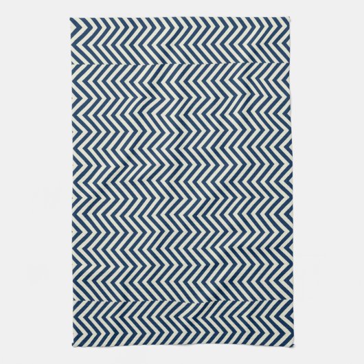 Navy Zig Zag Wave Pattern Theedoek (Verticaal)