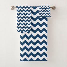 Navy zigzag, Navy Chevron, Geometrisch patroon Bad Handdoek