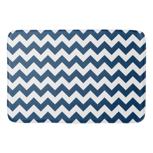 Navy zigzag, Navy Chevron, Geometrisch patroon Badmat (Voorkant)