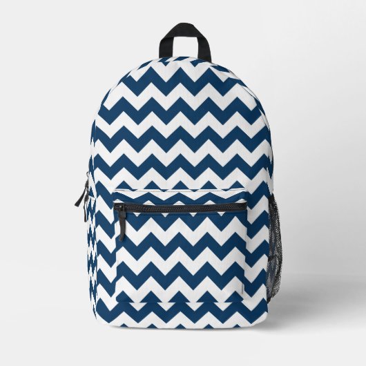 Navy zigzag, Navy Chevron, Geometrisch patroon Bedrukte Rugzak (Voorkant)