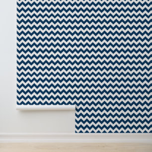 Navy zigzag, Navy Chevron, Geometrisch patroon Behang