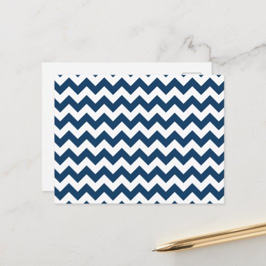 Navy zigzag, Navy Chevron, Geometrisch patroon Briefkaart (Voorkant / Achterkant in situ)