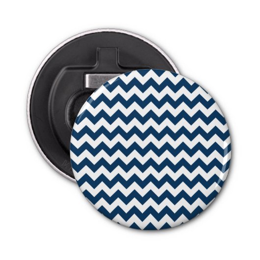 Navy zigzag, Navy Chevron, Geometrisch patroon Button Flesopener (Voorkant)