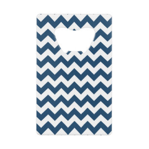 Navy zigzag, Navy Chevron, Geometrisch patroon Creditkaart Flessenopener