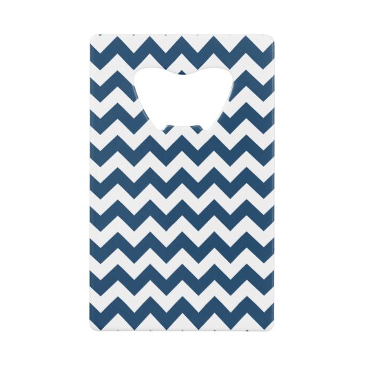Navy zigzag, Navy Chevron, Geometrisch patroon Creditkaart Flessenopener (Voorkant)