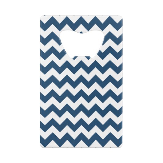 Navy zigzag, Navy Chevron, Geometrisch patroon Creditkaart Flessenopener (Achterkant)