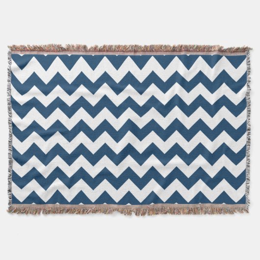 Navy zigzag, Navy Chevron, Geometrisch patroon Deken (Voorkant)