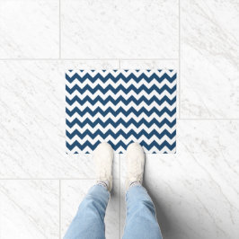 Navy zigzag, Navy Chevron, Geometrisch patroon Deurmat