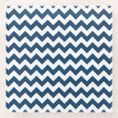 Navy zigzag, Navy Chevron, Geometrisch patroon Glazen Onderzetter (Voorkant)