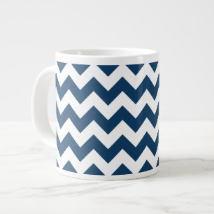 Navy zigzag, Navy Chevron, Geometrisch patroon Grote Koffiekop