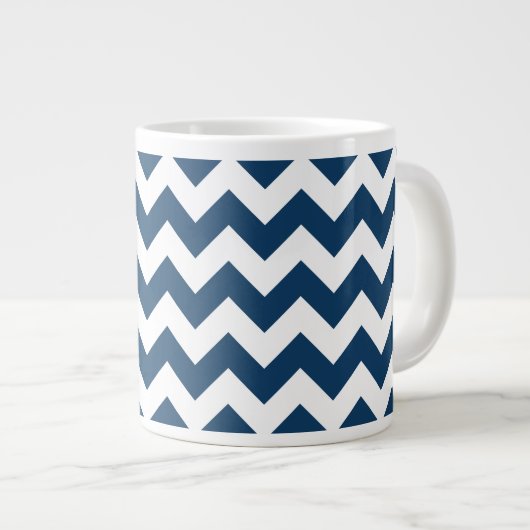 Navy zigzag, Navy Chevron, Geometrisch patroon Grote Koffiekop (Voorkant rechts)