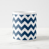 Navy zigzag, Navy Chevron, Geometrisch patroon Grote Koffiekop (Voorkant)
