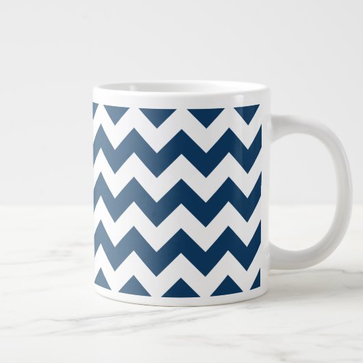 Navy zigzag, Navy Chevron, Geometrisch patroon Grote Koffiekop (Rechts)