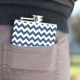Navy zigzag, Navy Chevron, Geometrisch patroon Heupfles