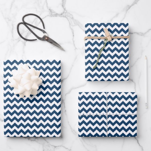Navy zigzag, Navy Chevron, Geometrisch patroon Inpakpapier Vel (Voorkant)