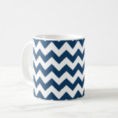 Navy zigzag, Navy Chevron, Geometrisch patroon Koffiemok (Voorkant links)