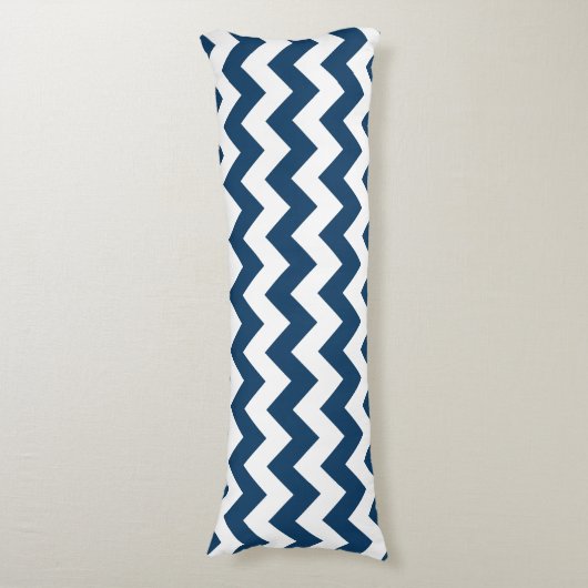 Navy zigzag, Navy Chevron, Geometrisch patroon Lichaamskussen (Voorkant Verticaal)