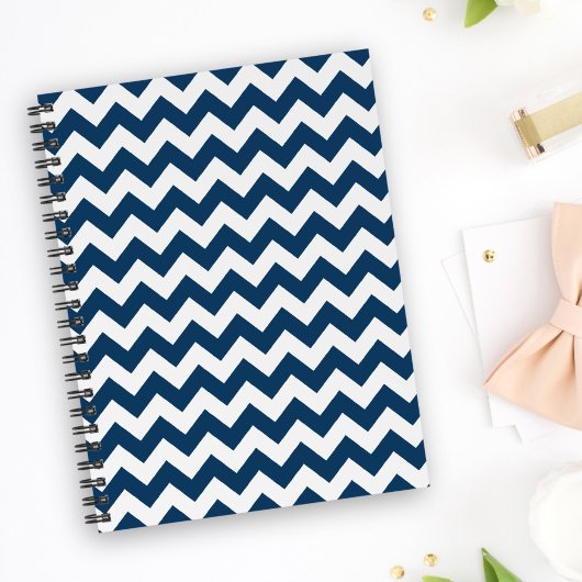 Navy zigzag, Navy Chevron, Geometrisch patroon Notitieboek