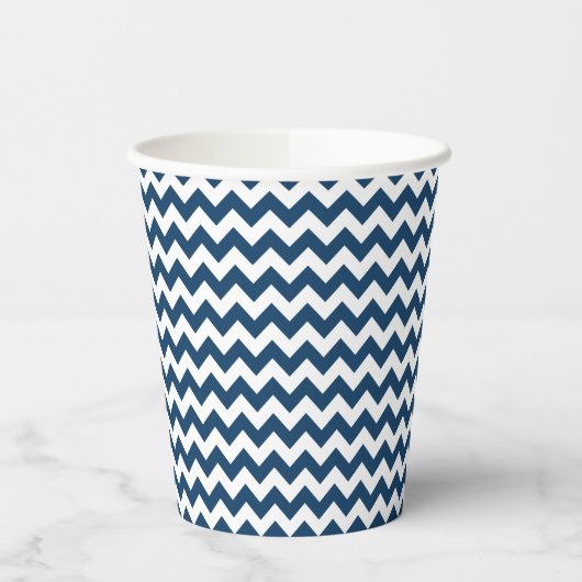 Navy zigzag, Navy Chevron, Geometrisch patroon Papieren Bekers (Links)