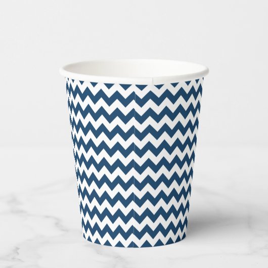 Navy zigzag, Navy Chevron, Geometrisch patroon Papieren Bekers (Rechts)