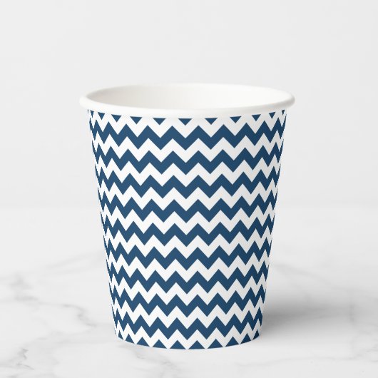 Navy zigzag, Navy Chevron, Geometrisch patroon Papieren Bekers (Voorkant)