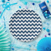 Navy zigzag, Navy Chevron, Geometrisch patroon Papieren Bordje (Feest)