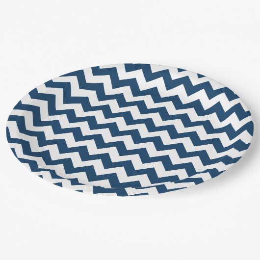 Navy zigzag, Navy Chevron, Geometrisch patroon Papieren Bordje (Gekanteld)