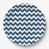 Navy zigzag, Navy Chevron, Geometrisch patroon Papieren Bordje (Voorkant)