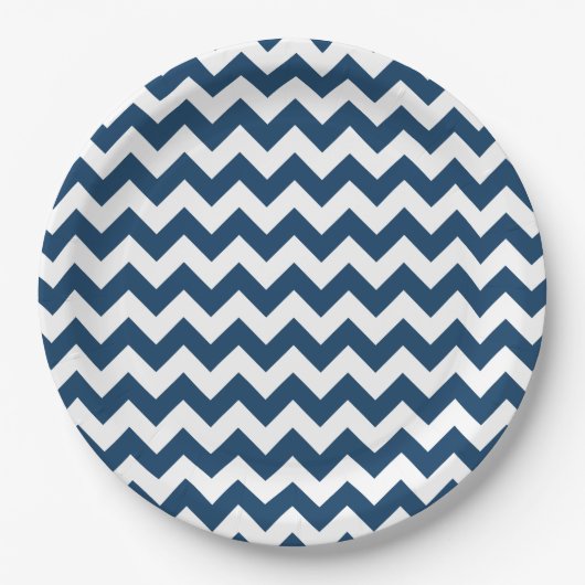 Navy zigzag, Navy Chevron, Geometrisch patroon Papieren Bordje (Voorkant)