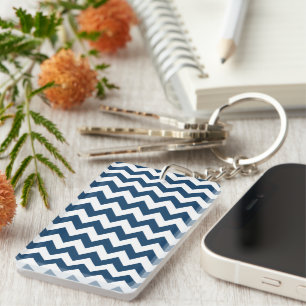 Navy zigzag, Navy Chevron, Geometrisch patroon Sleutelhanger