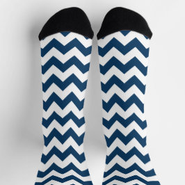 Navy zigzag, Navy Chevron, Geometrisch patroon Sokken