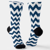 Navy zigzag, Navy Chevron, Geometrisch patroon Sokken (Gebogen)