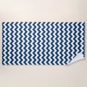 Navy zigzag, Navy Chevron, Geometrisch patroon Strandlaken (Voorkant)