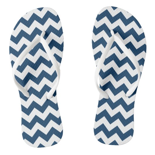 Navy zigzag, Navy Chevron, Geometrisch patroon Teenslippers (Voetbed)