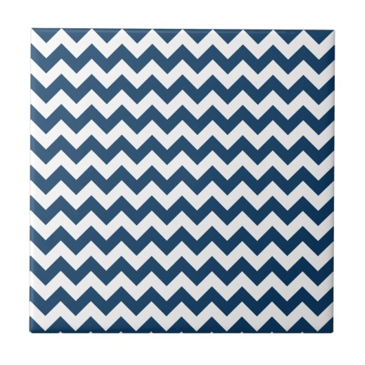 Navy zigzag, Navy Chevron, Geometrisch patroon Tegeltje (Voorkant)