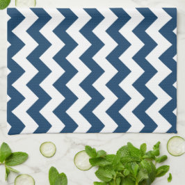 Navy zigzag, Navy Chevron, Geometrisch patroon Theedoek
