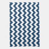 Navy zigzag, Navy Chevron, Geometrisch patroon Theedoek (Verticaal)