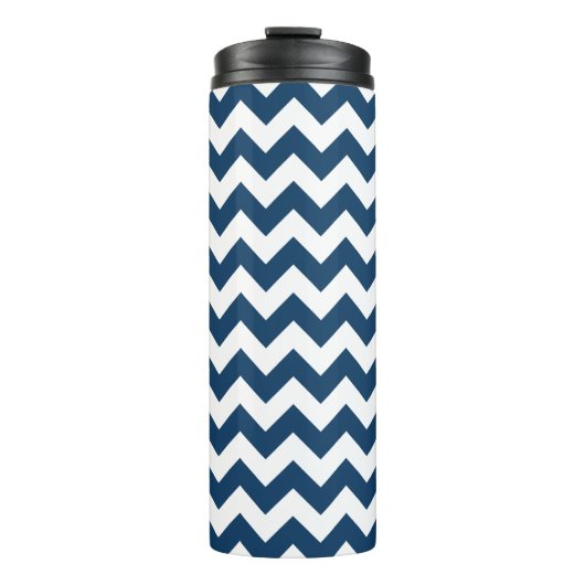 Navy zigzag, Navy Chevron, Geometrisch patroon Thermosbeker (Voorkant)