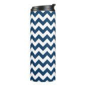 Navy zigzag, Navy Chevron, Geometrisch patroon Thermosbeker (Gedraaid links)