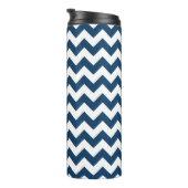 Navy zigzag, Navy Chevron, Geometrisch patroon Thermosbeker (Geroteerd rechts)
